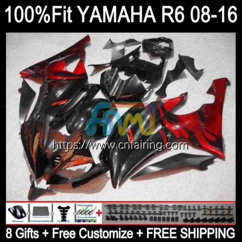 OEM Injection For YAMAHA YZF R6 600 R 6 600CC 2008 2009 2010 2011 2012 Body YZF600 YZF-R6 YZF-600 Red Flames YZFR6 08 13 14 15 16 Fairings 103HM.78