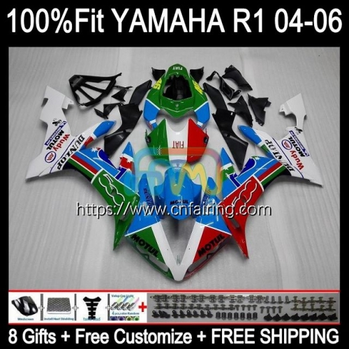 Injection Bodys For YAMAHA YZF-R1 YZF-1000 YZF R 1 1000 CC 2004 2005 2006 YZF1000 YZF R1 1000CC YZFR1 04 05 06 OEM Fairing Blue green Kit 104HM.58