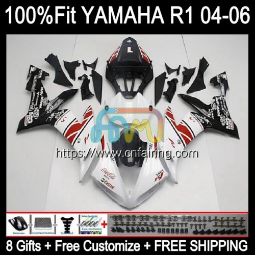 Body Kit Injection For YAMAHA YZF R1 1000CC YZF R 1 1000 CC YZF-R1 YZF1000 YZFR1 White black 04 05 06 YZF-1000 2004 2005 2006 OEM Fairings 104HM.26