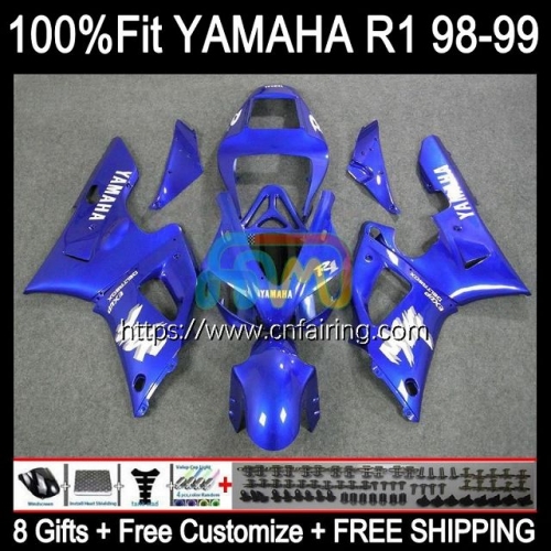 Injection Body For YAMAHA YZF-R1 YZF-1000 YZF R1 1000CC YZF R 1 1000 CC Bodywork YZFR1 98 99 YZF1000 Factory Blue 1998 1999 OEM Fairings Kit 105HM.4