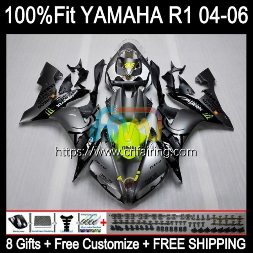 Body Kit Injection For YAMAHA YZF R1 1000CC YZF Silvery Grey R 1 1000 CC YZF-R1 YZF1000 YZFR1 04 05 06 YZF-1000 2004 2005 2006 OEM Fairings 104HM.40