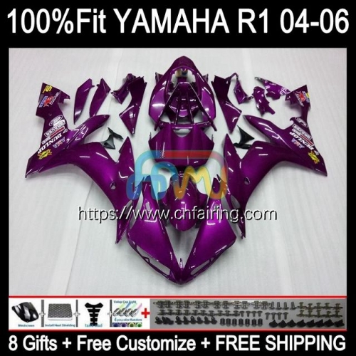 Injection Bodys For YAMAHA YZF-R1 YZF-1000 ALL Purple YZF R 1 1000 CC 2004 2005 2006 YZF1000 YZF R1 1000CC YZFR1 04 05 06 OEM Fairing Kit 104HM.66