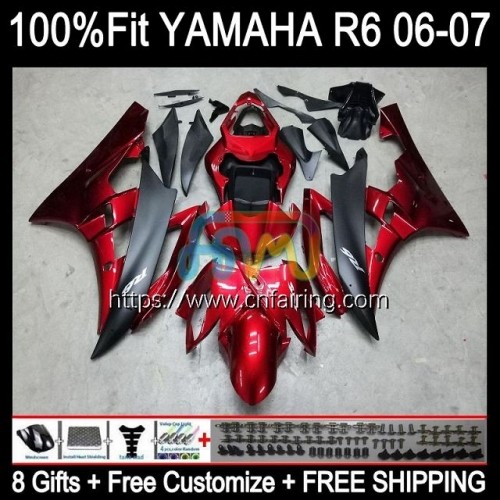 Body Injection Mold For YAMAHA YZF-R6 YZF600 YZF R6 600CC YZF 600 R 6 CC Bodywork YZFR6 06 07 YZF-600 2006 2007 Metallic Red OEM Fairing Kit 102HM.41