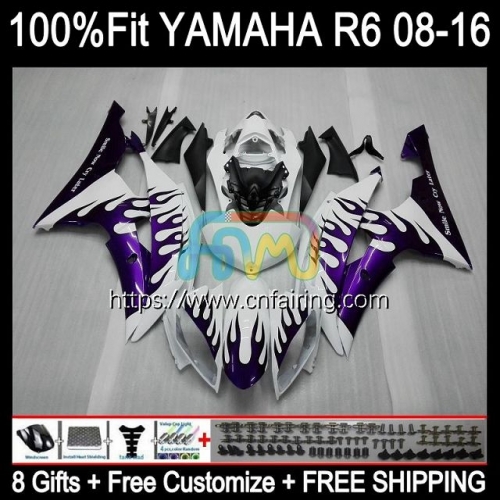 Injection Body For YAMAHA YZF-R6 YZF600 YZF R6 600 R 6 CC YZFR6 08 09 10 11 12 600CC YZF-600 Purple Flame 2013 2014 2015 2016 OEM Fairing Kit 103HM.32