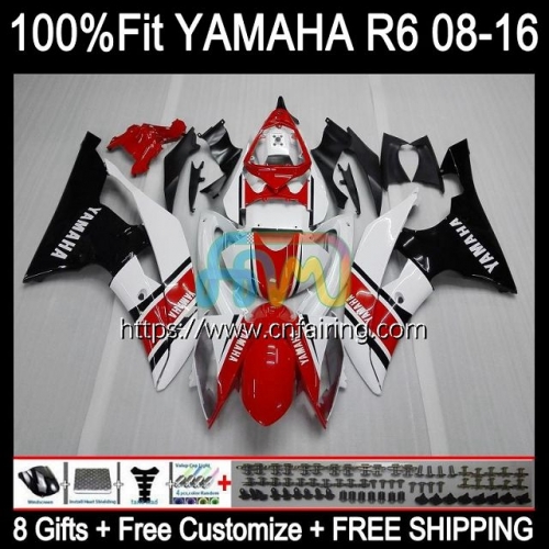 Injection Body For YAMAHA YZF-R6 YZF600 YZF R6 600 R 6 CC YZFR6 08 09 10 11 12 600CC YZF-600 2013 2014 2015 2016 White red OEM Fairing Kit 103HM.35