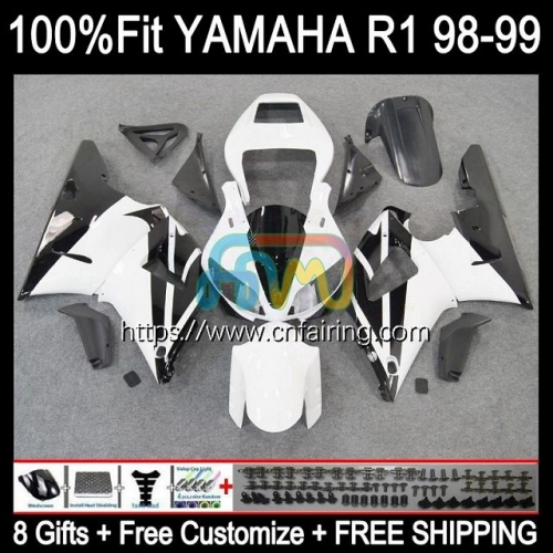 Injection Body For YAMAHA White black YZF-R1 YZF-1000 YZF R1 1000CC YZF R 1 1000 CC Bodywork YZFR1 98 99 YZF1000 1998 1999 OEM Fairings Kit 105HM.3