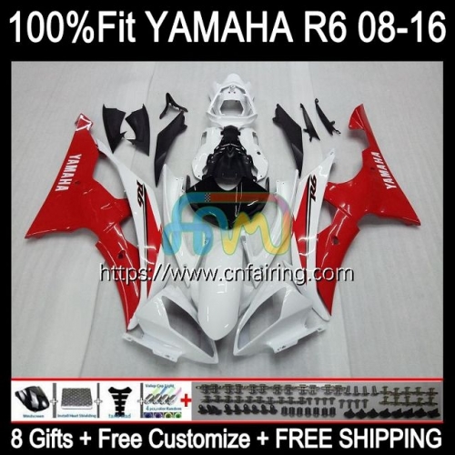 OEM Injection For YAMAHA YZF R6 600 R 6 600CC 2008 2009 2010 2011 2012 Body YZF600 YZF-R6 YZF-600 YZFR6 08 13 14 15 16 White red Fairings 103HM.46