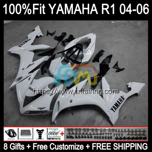 Injection Bodys For YAMAHA YZF-R1 White black YZF-1000 YZF R 1 1000 CC 2004 2005 2006 YZF1000 YZF R1 1000CC YZFR1 04 05 06 OEM Fairing Kit 104HM.54
