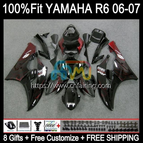 Injection Mold Body For YAMAHA YZF R6 600CC YZF-R6 YZF600 2006 2007 Bodywork YZF-600 YZF 600 R 6 CC Red Flames YZFR6 06 07 OEM Fairing Kit 102HM.57