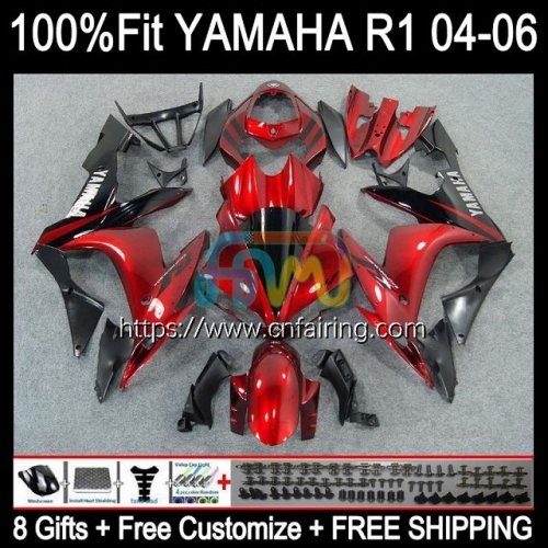 Body Kit Injection For YAMAHA YZF R1 1000CC YZF R 1 1000 CC YZF-R1 YZF1000 Metallic Red YZFR1 04 05 06 YZF-1000 2004 2005 2006 OEM Fairings 104HM.7