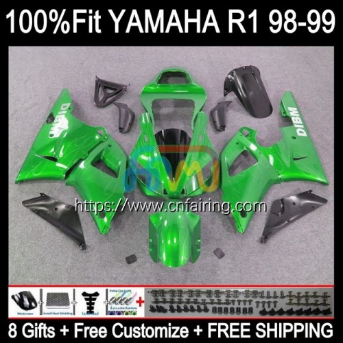 Injection Body For YAMAHA YZF-R1 YZF-1000 YZF R1 1000CC YZF R 1 1000 CC Bodywork YZFR1 Green black 98 99 YZF1000 1998 1999 OEM Fairings Kit 105HM.5