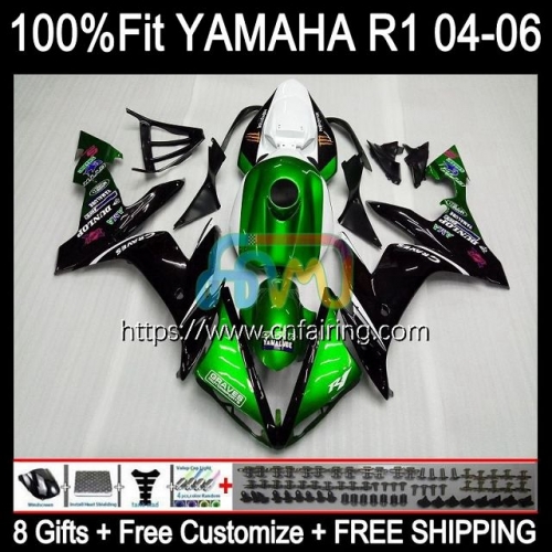 Injection Green black Bodys For YAMAHA YZF-R1 YZF-1000 YZF R 1 1000 CC 2004 2005 2006 YZF1000 YZF R1 1000CC YZFR1 04 05 06 OEM Fairing Kit 104HM.61