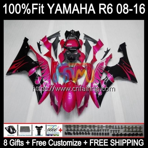 Injection Body For YAMAHA YZF-R6 Pink Flames YZF600 YZF R6 600 R 6 CC YZFR6 08 09 10 11 12 600CC YZF-600 2013 2014 2015 2016 OEM Fairing Kit 103HM.38