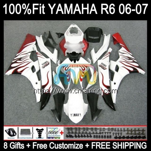 Injection Mold Body For YAMAHA YZF R6 600CC Red Flames YZF-R6 YZF600 2006 2007 Bodywork YZF-600 YZF 600 R 6 CC YZFR6 06 07 OEM Fairing Kit 102HM.54