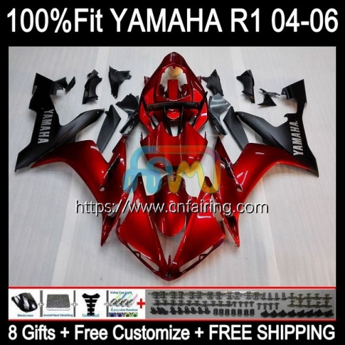 Body Kit Injection For YAMAHA YZF R1 1000CC YZF R 1 1000 CC YZF-R1 YZF1000 YZFR1 04 05 06 YZF-1000 2004 2005 2006 OEM Fairings Factory Red 104HM.0