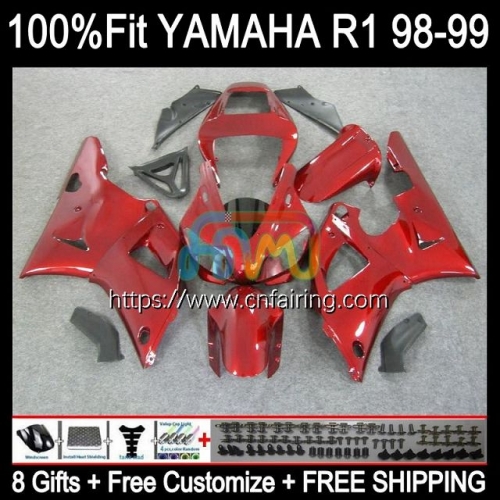 Injection Body For YAMAHA YZF-R1 YZF-1000 YZF R1 1000CC YZF R 1 1000 CC Bodywork YZFR1 98 99 YZF1000 1998 1999 OEM Fairings Kit Metallic Red 105HM.39