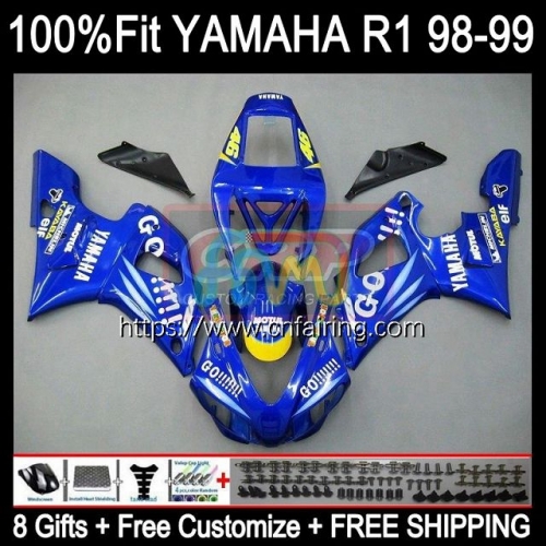 Bodys Injection For YAMAHA YZF R 1 1000 CC YZF R1 1000CC 1998 1999 Bodywork YZF1000 YZF-R1 YZF-1000 YZFR1 98 99 OEM Fairing Kit 105HM.68 Blue GO!!!!