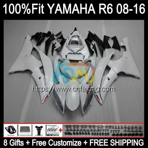 Injection Body For YAMAHA YZF-R6 YZF600 YZF R6 600 R 6 CC YZFR6 08 09 10 11 12 600CC YZF-600 2013 2014 2015 2016 OEM Fairing Kit Pearl White 103HM.34