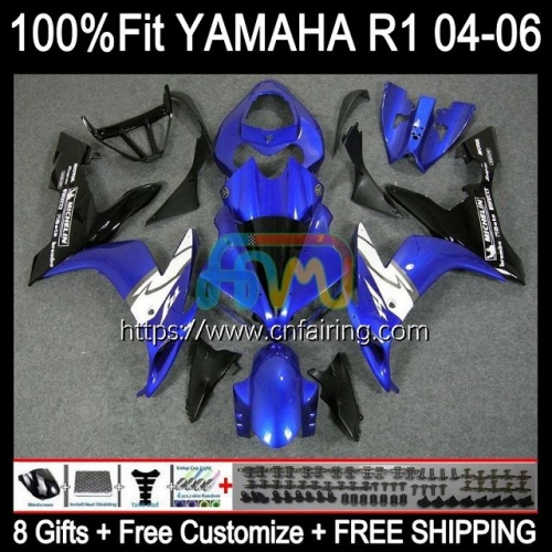 Injection Bodys For YAMAHA YZF-R1 YZF-1000 YZF R 1 1000 CC 2004 2005 2006 YZF1000 YZF R1 1000CC YZFR1 Black blue 04 05 06 OEM Fairing Kit 104HM.71