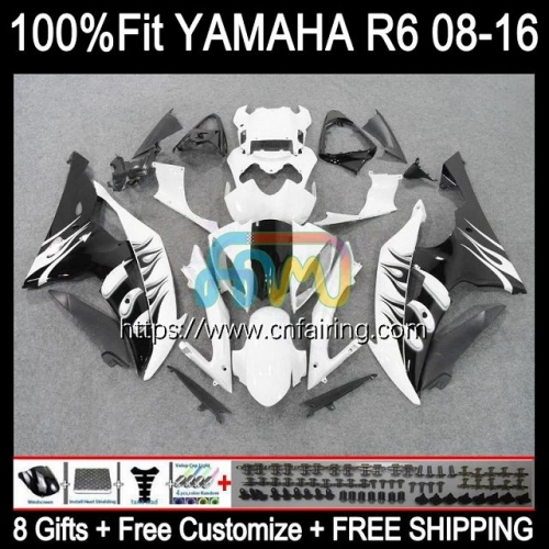 Injection Body For YAMAHA YZF-R6 YZF600 YZF R6 600 R 6 CC YZFR6 08 09 10 11 12 600CC YZF-600 2013 2014 2015 2016 Black Flames OEM Fairing Kit 103HM.13