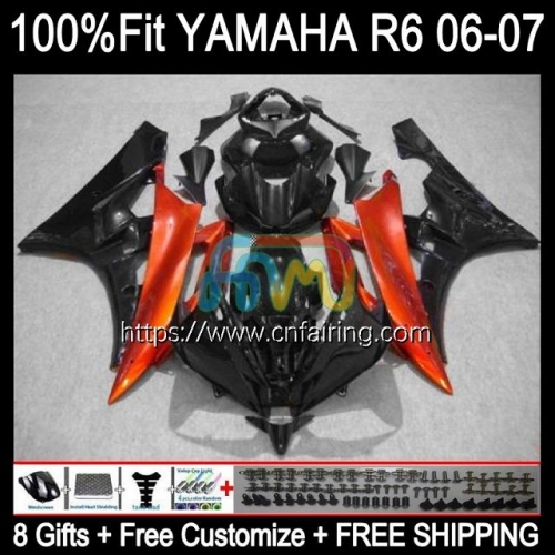 Injection Mold Body For YAMAHA YZF R6 600CC YZF-R6 Orange black YZF600 2006 2007 Bodywork YZF-600 YZF 600 R 6 CC YZFR6 06 07 OEM Fairing Kit 102HM.90