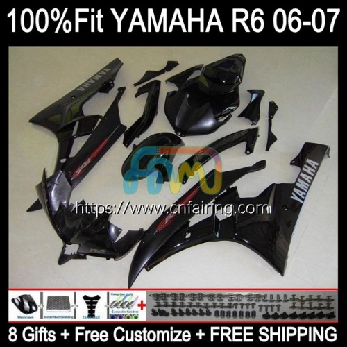 Injection Mold Body For YAMAHA YZF R6 600CC YZF-R6 YZF600 2006 2007 Bodywork YZF-600 YZF 600 R 6 CC YZFR6 Factory blk 06 07 OEM Fairing Kit 102HM.101