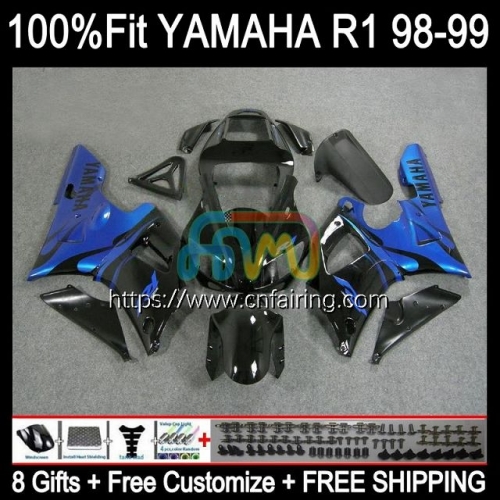 Injection Body For YAMAHA YZF-R1 YZF-1000 YZF R1 1000CC YZF Black flames R 1 1000 CC Bodywork YZFR1 98 99 YZF1000 1998 1999 OEM Fairings Kit 105HM.17