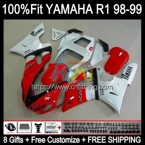 Injection Body For YAMAHA YZF-R1 YZF-1000 YZF R1 1000CC YZF R 1 1000 CC Bodywork YZFR1 98 99 YZF1000 1998 1999 OEM Fairings Kit Stock red 105HM.11