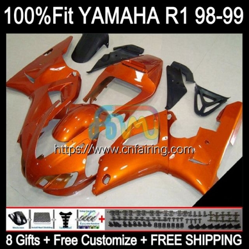 Bodys Injection For YAMAHA YZF R 1 1000 CC YZF R1 1000CC 1998 1999 Bodywork YZF1000 YZF-R1 ALL Orange YZF-1000 YZFR1 98 99 OEM Fairing Kit 105HM.45