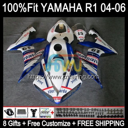 Body Kit Injection For YAMAHA YZF R1 1000CC YZF R 1 1000 CC YZF-R1 YZF1000 YZFR1 04 05 06 YZF-1000 2004 2005 2006 White blue OEM Fairings 104HM.33