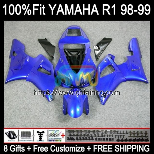 Bodys Injection For YAMAHA YZF R 1 1000 CC YZF R1 1000CC 1998 1999 Bodywork YZF1000 YZF-R1 YZF-1000 YZFR1 98 99 OEM Fairing Kit 105HM.40 Factory blue