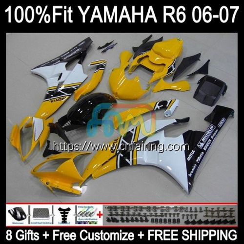 Body Injection Mold For YAMAHA YZF-R6 YZF600 YZF R6 600CC YZF 600 Stock Yellow R 6 CC Bodywork YZFR6 06 07 YZF-600 2006 2007 OEM Fairing Kit 102HM.48