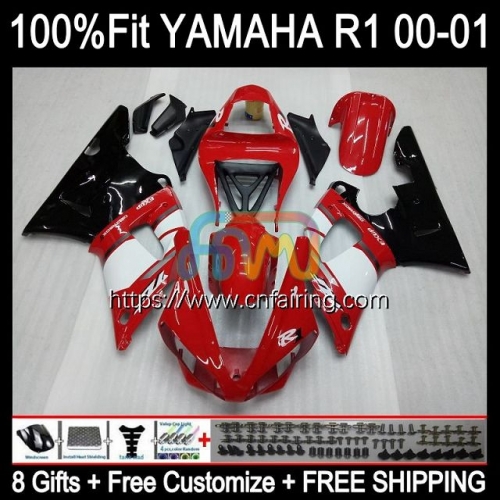 Injection Kit For YAMAHA YZF1000 YZF-R1 YZF R1 1000CC 2000 2001 Bodys YZF-1000 Bodywork YZF R 1 1000 CC YZFR1 Red black 00 01 OEM Fairing 106HM.55