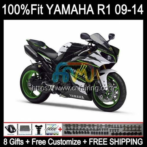 OEM Injection For YAMAHA YZF R 1 1000 CC R1 1000CC 2009 2010 2011 2012 Body Green black YZF1000 C YZF-R1 YZF-1000 YZFR1 09 10 11 12 Fairing 108HM.109