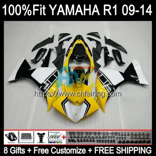 Injection Mold For YAMAHA YZF1000 C YZF-R1 YZF R1 1000CC 13-14 2013 2014 Bodys YZF R 1 1000 Yellow White CC YZF-1000 YZFR1 13 14 OEM Fairing 109HM.81