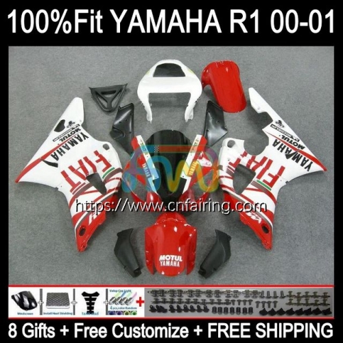 Injection Kit For YAMAHA YZF R1 1000CC YZF-R1 YZF-1000 Bodywork YZF R Red FIAT hot 1 1000 CC Body YZFR1 00 01 YZF1000 2000 2001 OEM Fairings 106HM.16