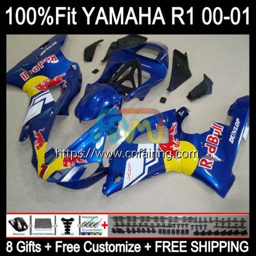Injection Kit For YAMAHA YZF1000 YZF-R1 YZF Red hot Bull R1 1000CC 2000 2001 Bodys YZF-1000 Bodywork YZF R 1 1000 CC YZFR1 00 01 OEM Fairing 106HM.82