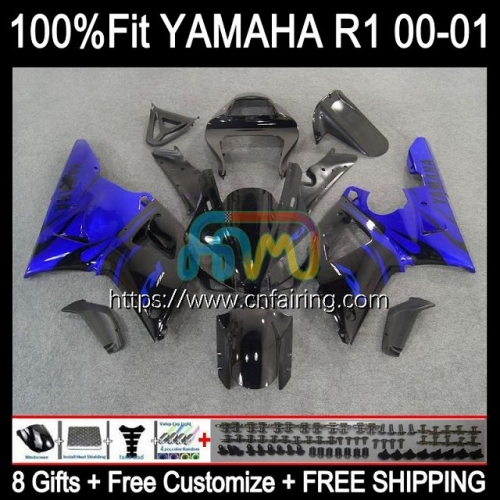 Injection Kit For YAMAHA YZF R1 1000CC YZF-R1 YZF-1000 Bodywork YZF R 1 1000 CC Body YZFR1 00 01 Blue Flames YZF1000 2000 2001 OEM Fairings 106HM.2