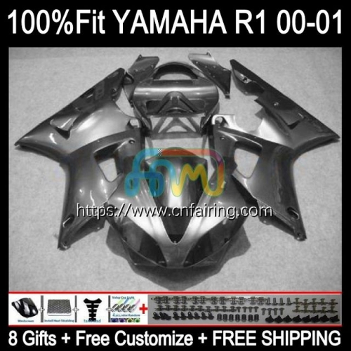 Injection Kit For YAMAHA YZF1000 YZF-R1 YZF R1 1000CC 2000 2001 Bodys YZF-1000 Bodywork YZF R Silvery Grey 1 1000 CC YZFR1 00 01 OEM Fairing 106HM.79