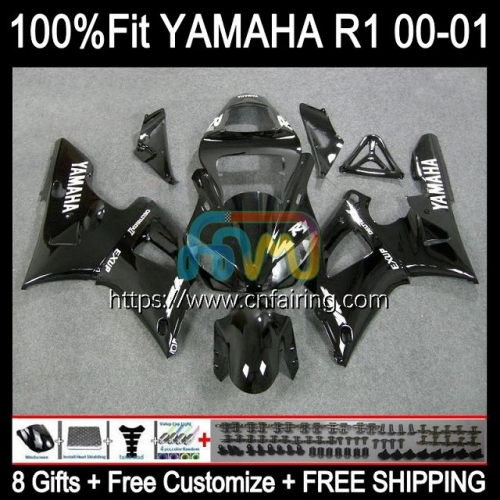 Injection Kit For YAMAHA YZF R1 1000CC YZF-R1 YZF-1000 Bodywork Gloss Black YZF R 1 1000 CC Body YZFR1 00 01 YZF1000 2000 2001 OEM Fairings 106HM.9