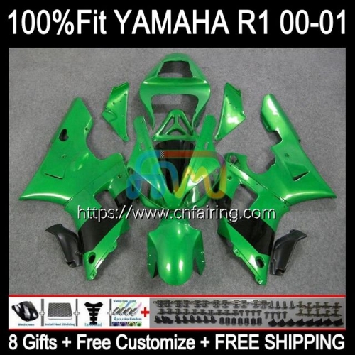 Injection Kit For YAMAHA YZF R1 1000CC YZF-R1 YZF-1000 Bodywork YZF Green black R 1 1000 CC Body YZFR1 00 01 YZF1000 2000 2001 OEM Fairings 106HM.13