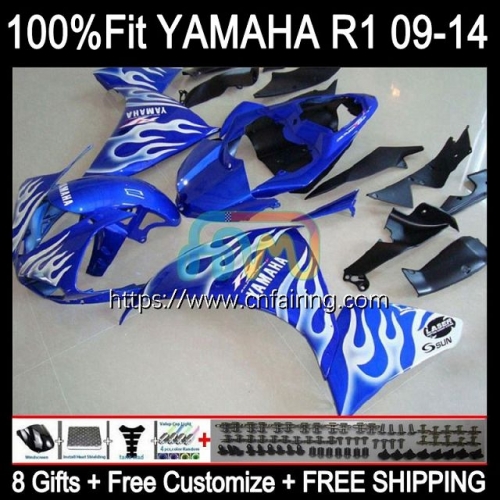 Injection For YAMAHA YZF-R1 White Flames YZF-1000 YZF R 1 1000 CC R1 1000CC Body YZFR1 09 10 11 12 YZF1000 C 2009 2010 2011 2012 OEM Fairing 108HM.11