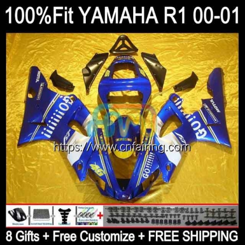 Injection Kit For YAMAHA YZF1000 YZF-R1 YZF R1 1000CC 2000 2001 Bodys YZF-1000 Bodywork YZF R 1 1000 CC YZFR1 Blue GO!!! 00 01 OEM Fairing 106HM.65