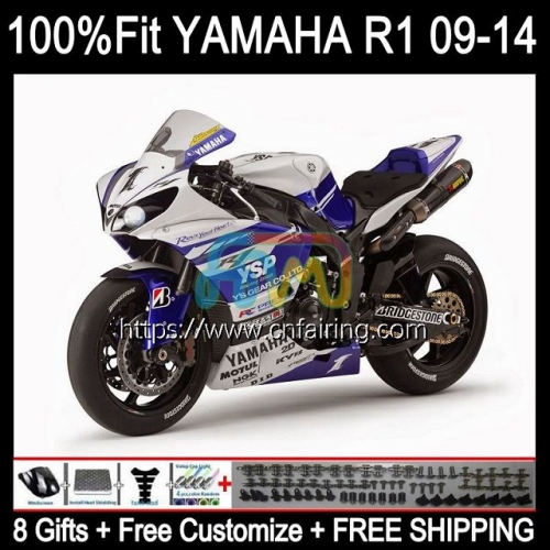 Injection Mold For YAMAHA YZF White blue R1 1000CC 13-14 YZF-1000 YZF R 1 1000 CC Body YZFR1 13 14 YZF1000 C YZF-R1 2013 2014 OEM Fairings 109HM.31