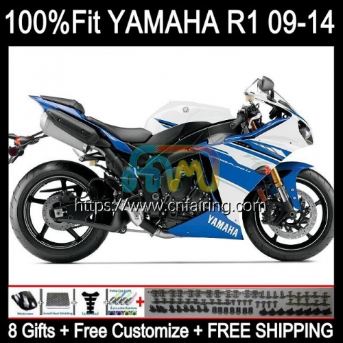 Injection Mold For YAMAHA YZF R1 1000CC 13-14 YZF-1000 YZF R 1 1000 CC Body YZFR1 13 14 YZF1000 C YZF-R1 2013 2014 OEM Blue white Fairings 109HM.32