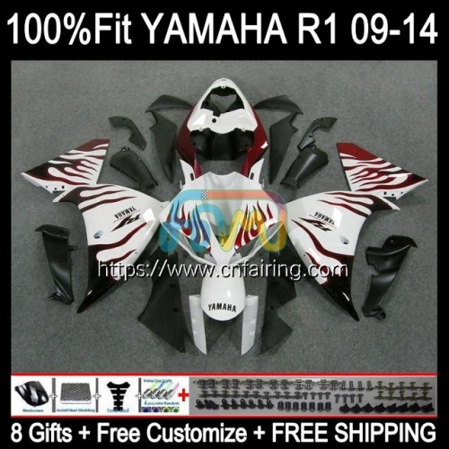 Injection Mold For YAMAHA YZF1000 C YZF-R1 Red Flames YZF R1 1000CC 13-14 2013 2014 Bodys YZF R 1 1000 CC YZF-1000 YZFR1 13 14 OEM Fairing 109HM.103