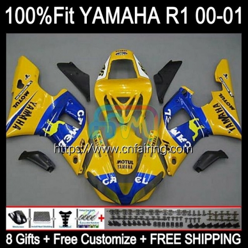 Injection Kit For YAMAHA YZF1000 YZF-R1 YZF R1 1000CC 2000 2001 Bodys YZF-1000 Bodywork YZF R 1 1000 CC YZFR1 00 01 OEM Fairing CAMEL Blue 106HM.63