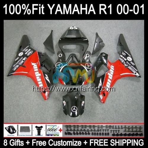 Injection Kit For YAMAHA YZF R1 1000CC YZF-R1 YZF-1000 Red black hot Bodywork YZF R 1 1000 CC Body YZFR1 00 01 YZF1000 2000 2001 OEM Fairings 106HM.10