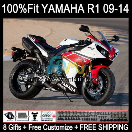 Injection For YAMAHA YZF-R1 YZF-1000 YZF R 1 1000 CC R1 1000CC Body YZFR1 09 10 11 12 YZF1000 C 2009 2010 2011 2012 OEM White red blk Fairing 108HM.30