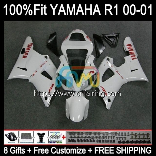 Injection Kit For YAMAHA YZF R1 1000CC YZF-R1 YZF-1000 Bodywork YZF Pearl White R 1 1000 CC Body YZFR1 00 01 YZF1000 2000 2001 OEM Fairings 106HM.12